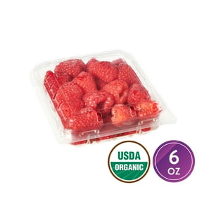 Fresh Organic Raspberries, 6 oz Container
