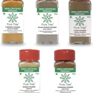 Pure Tree Organic Black Pepper & Turmeric 80gm,Cumin ,G...