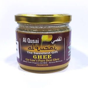 Al Qusai Ghee, 250ml, Gir Cow's Pure Desi Ghee(Made From Organic A2 Milk-Bilona Method) Ghee 250 ml Ghee Glass Bottle
