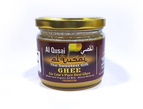 Al Qusai Ghee, 250ml, Gir Cow’s Pure Desi Ghee(Made From Organic A2 Milk-Bilona Method) Ghee 250 ml Ghee Glass Bottle