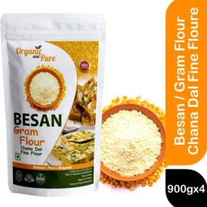 Organic and Pure Besan Gram Flour Chana Dal Fine Flour for Eat Laddu, Face Wash, Skin (Pouch)