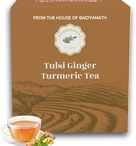 Baidyanath Ayurvedant Tulsi Ginger Turmeric Tea ? 10 Bags ? Herbal Blend for Immunity Support & Digestive Health, Naturally Nourishing