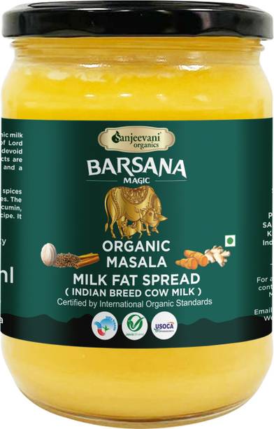 Sanjeevani organics Organic Masala Milk Fat Spread | No Preservatives | Authentic Indian Flavor Ghee Glass Bottle