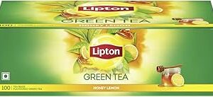 Lipton Honey Lemon Green Tea Bags 100 pcs, All Natural Flavour, Zero Calories - Improves Metabolism & Reduces Waist, 140 gram (100 x 1.4g EACH ), lemon & honey