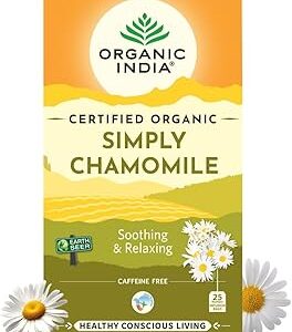 A TATA Product - Organic India Simply Chamomile Infusion, 25 Tea Bags, Certified Organic, Soothing & Relaxing, Caffeine-Free, Whole Herb Blend