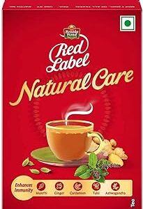 Red Label Brooke Bond Natural Care Tea, With 5 Ayurvedic Ingredients, Ginger, Leaf, 100 Gram