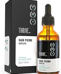 ThriveCo Anti-Grey Hair Prime Serum | Reverses & Limits Hair Greying | Arcolys + Biotin + Black Tea Extract | Light-Weight, Non-Sticky & Odourless | For Men and Women | 30 Ml