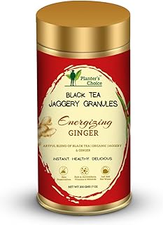Planter's Choice-Instant Tea with Jaggery Granules and fresh Ginger-Just add hot water for a ready Cup! Reviving and Energizing - 100% Natural -100gm