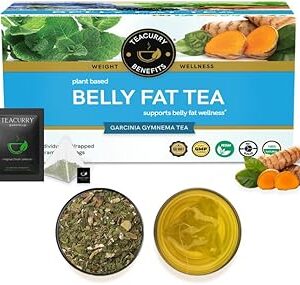 TEACURRY Belly Fat Tea(1 Month Pack, 30 Herbal Tea Bags)- Helps With Belly Fat, Water Weight, Bloating, 60 Gms