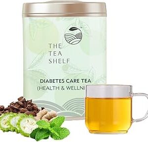 The Tea Shelf Diabetic Care Tea - 50 Gms | Ayurvedic Anti Diabetes Blend | Balances Blood Sugar, Manages Insulin, Herbal Loose Leaf Wellness Tea | Gudmar, Bitter Melon & More |