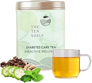 The Tea Shelf Diabetic Care Tea - 50 Gms | Ayurvedic Anti Diabetes Blend | Balances Blood Sugar, Manages Insulin, Herbal Loose Leaf Wellness Tea | Gudmar, Bitter Melon & More |