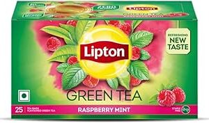 Lipton Raspberry Mint I 25 Tea Bags I Tasty Green Tea I Reduce Belly Fat, 33 Gm