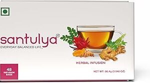 SANTULYA Turmeric + Tulsi + Moringa Herbal Teabags For Detox & Immunity (48 Count (Pack Of 1)), Natural, Non-Gmo, No Added Preservative, Every Day Balanced Life