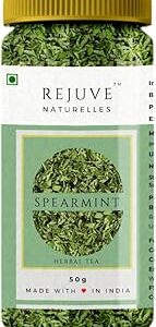 Rejuve Naturelles Premium Spearmint Tea | Freshly Packed And Natural Herbal Tea For Pcos,Pcod | Caffeine-Free | Premium Pet Jar (50 Gram Loose Leaves)