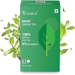 Teabox Peppermint Herbal Tea Loose Leaves 100 Grams | Mint Green Tea For Feeling Refreshed | Made with 100% Whole Leaf & Natural Flavors, Brew Hot or Cold