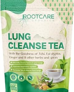 Rootcare Organics Mullein Tea For Lung Detox Cleanse | Ayurvedic Herbal Tea infused with 13 herbs | Boosts Respiratory Health & Clears Tar | Smokers Tea | Pack Of 1 Month (100g)
