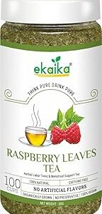 Ekaika - Raspberry Tea | 50g | Dried Red Raspberry Leaves For Menstrual Support | Female Hormone Balance | Caffeine Free Tea For Period Problems | 100 Cups