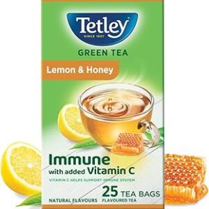 Tetley Green Tea, Lemon And Honey, 25 Tea Bags, 39 Grams