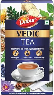 DABUR Vedic Tea - 500 gm (Black Tea), Chai Handpicked From Assam, Nilgiri & Darjeeling, Soulful Aroma & Rich Taste, Premium Tea Loose Leaves | 30+ Ayurvedic Herbs | Re-Energizes & Releases Stress