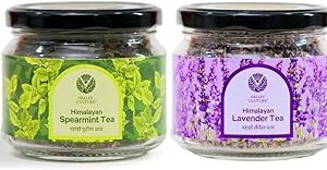 Valley Culture Spearmint Tea + Lavender Tea Combo Pack of 2 Herbal Infusion Himalayan Tea, Caffeine-free Calming Tea for Relaxation | Better Skin, Energizes & Refreshes
