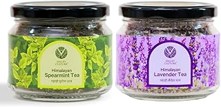 Valley Culture Spearmint Tea + Lavender Tea Combo Pack of 2 Herbal Infusion Himalayan Tea, Caffeine-free Calming Tea for Relaxation | Better Skin, Energizes & Refreshes