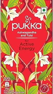 Pukka Ashwagandha and Tulsi for Active Energy I Herbal Infusions I 25 infusion tea bags