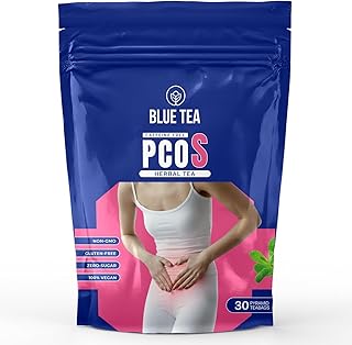 BLUE TEA - Pcos Tea - 30 Tea Bags - Plant Based || Chamomile - Fennel - Liquorice - Spearmint || CAFFEINE FREE | Pain Relief - Helps Menstrual Support, Cycle Regulation - Gluten Free | Featured In Shark Tank | Ziplock Pack