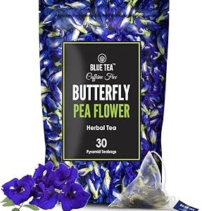 BLUE TEA - Butterfly Pea Flower Tea - 30 Tea Bags - Plant Based | SUPER ANTIOXIDANT | Aparajita - Shankhpushpi | Flower Based - Herbal Tea - Caffeine Free - Detox Tea | Featured In Shark Tank | Zipper