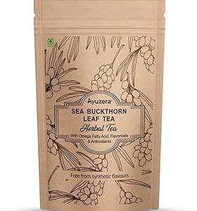 Ayuzera Sea Buckthorn Raw Leaves Tea, Good For Skin and Immunity, For a Healthy Lifestyle - Himalayan Seabuckthorn Herbal Leaf Tea - Pure & Natural (50g)