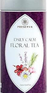 Preserva Wellness Daily Calm Tea: Chamomile, Ashwagandha, Rose, Hibiscus - Herbal Blend for Relaxation (50g)