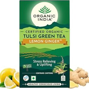 Organic India Tulsi Green Tea Lemon Ginger 25 TB Flavour : Lemon , Ginger and Tulsi