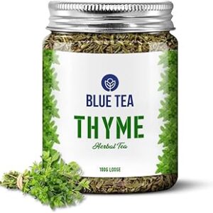 BLUE TEA - Thyme Tea - 100g -100 Cups | HELPS IN COUGH & COLD | Antioxidant Rich - Leaf Based - Fresh - No Additives - Herbal Tea - Caffeine Free - Gluten Free - Non-GMO | Featured In Shark Tank | Pet Jar