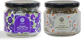 Valley Culture Blue Pea Tea + Chamomile Tea Combo Pack of 2 Herbal Infusion Himalayan Tea, Caffeine-free Calming Tea for Relaxation | Better Sleep, Digestion, Detoxifies & Refreshes