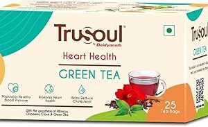 TruSoul By Baidyanath Natural Herbal Heart and Health Green Tea, Beneficial Properties of Hibiscus and Clove, Supports a Healthy Heart with Advantages of an Herbal Kadha (25 tea bags)