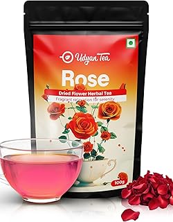 Udyan Tea Rose Pure Herbal Tea -100 grams | Fresh Dried Rose Petals | Rose Tea for Soothing Stomach and Healthy Skin | Herbal Tea Enriched with Ayurvedic herbs For Healing & Immunity