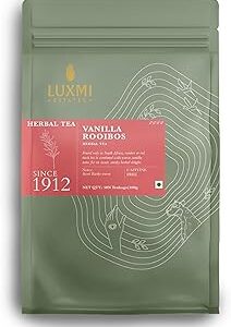 Luxmi Estates Vanilla Rooibos Chai Herbal Tea 50 Tea Bags (100 Gram) Pack | South African rooibos with vanilla extract |100% Natural Ingredients | Certified Organic Tea | Caffeine-Free |Boosts Immunity | For Healthy Sleep | Antioxidant-Rich Herbal Beverage for Relaxation and Wellness | 50 Cups