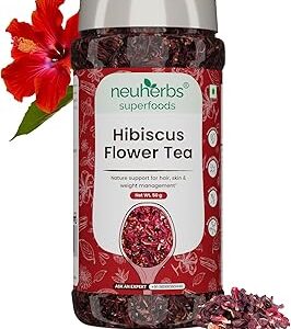 Neuherbs Hibiscus Flower Tea 50 gm (30+ Cups) | Flower Based Herbal Tea For Skin, Hair & Weight Management | Rich in Antioxidants | Caffeine Free Tea