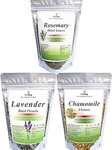 VY VedaYug Combo Herbal Tea | Chamomile Flower Tea 30g, Lavender Flower Tea 30g & Rosemary Leaves 50g| Caffeine Free Herbal Tea| Soothing Tea, (110g)