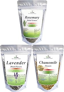 VY VedaYug Combo Herbal Tea | Chamomile Flower Tea 30g, Lavender Flower Tea 30g & Rosemary Leaves 50g| Caffeine Free Herbal Tea| Soothing Tea, (110g)