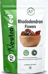 NeutraVed Rhododendron Flower Herbal Tea 50g | Sourced from Forests of the Himalayan Belt | Caffeine-Free | Packaged in a Convenient Zipper Pouch - 50g