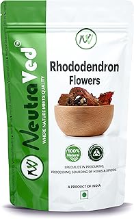 NeutraVed Rhododendron Flower Herbal Tea 50g | Sourced from Forests of the Himalayan Belt | Caffeine-Free | Packaged in a Convenient Zipper Pouch - 50g