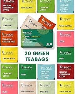 Teabox Premium Darjeeling Herbal Green Tea Assorted Pack (10 Different Flavors X 2pcs Each) | 100% Natural Whole Leaf Green Tea With 0% Bitterness | From The Himalayas (20 Teabags)