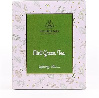 Nature's Park Mint Green - 20 Premium Tea Bags - Supports Digestion, Boosts Immunity, Stress Relief & Relaxation - Cool & Refreshing - Made with 100% Loose Leaf & Mint - Peppermint Herbal Tea 150g
