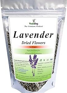 VY VedaYug Lavender Flowers, Dried, Raw from France, All Natural, Fresh Fragrance, Quality for Tea, Baking, Bath - 60g