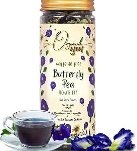 Organic Pushp Butterfly Pea Flower Tea | 100% Natural Dried Blue Pea Flowers | Herbal Caffeine-Free Tea | Rich in Antioxidants | Supports Brain, Skin & Hair Health | 30g