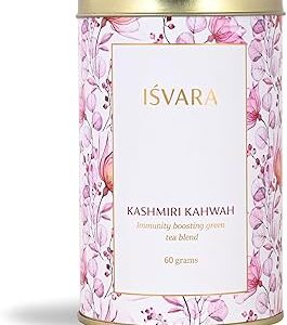 ISVARA Green Tea - Kashmiri Kahwah Mix of Rose, Kashmiri Saffron with Cinnamon & Cardamom, Ultimate immunity booster 60gm