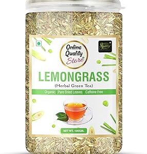 Online Quality Store Lemongrass Herbal Tea - 100g | Lemongrass Tea Leaves |Herbal Green Tea Lemon Grass Herbal Tea Mason Jar (100 g)