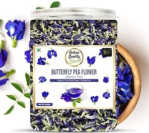 Online Quality Store Organic Butterfly Pea Flower Tea-50 Gram|Blue Pea Tea|Relieves Stress|Hot Tea, Iced Tea|Caffeine Free Herbal Tea