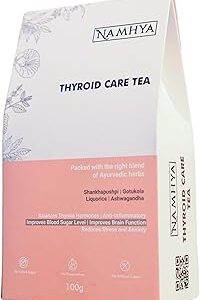 Namhya Thyroid Care Green Tea (25 tea bags) for Hypothyroidism | Herbal Tea | Loaded with Natural Ayurvedic Herbs to Restore healthy T3, T4 levels (helps sleep, weight management) | 100 Gram