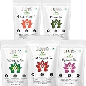 Combination 3: Juno Natural Anti-Aging & Joint Health Herbal Tea Set ? Moringa Wonder Tea, Digestion, Anti-Aging, Joint Support & Memory Tea ? Revitalize, Strengthen & Support Longevity